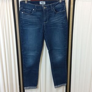 Paige Kylie Crop Jeans Dark Blue, Rolled Ankle, Size 31